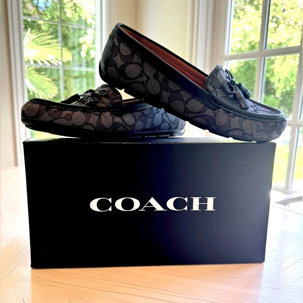 🔥HP🔥 COACH Moira Signature Jacquard Loafers Black/Coal - Size 7.5